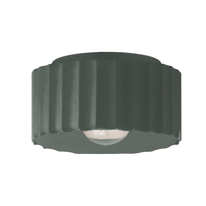 Justice Designs - CER-6185W-PWGN - One Light Outdoor Flush Mount - Radiance - Pewter Green