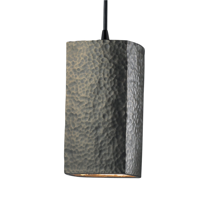 Justice Designs - CER-6210-HMBR-MBLK-BKCD - One Light Pendant - Radiance - Hammered Brass