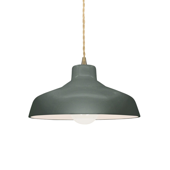 Justice Designs - CER-6260-PWGN-ABRS-BEIG-TWST - One Light Pendant - Radiance - Pewter Green