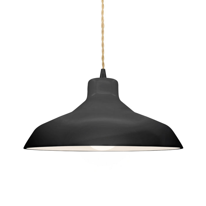 Justice Designs - CER-6263-BKMT-MBLK-BEIG-TWST - One Light Pendant - Radiance - Gloss Black w/ Matte White