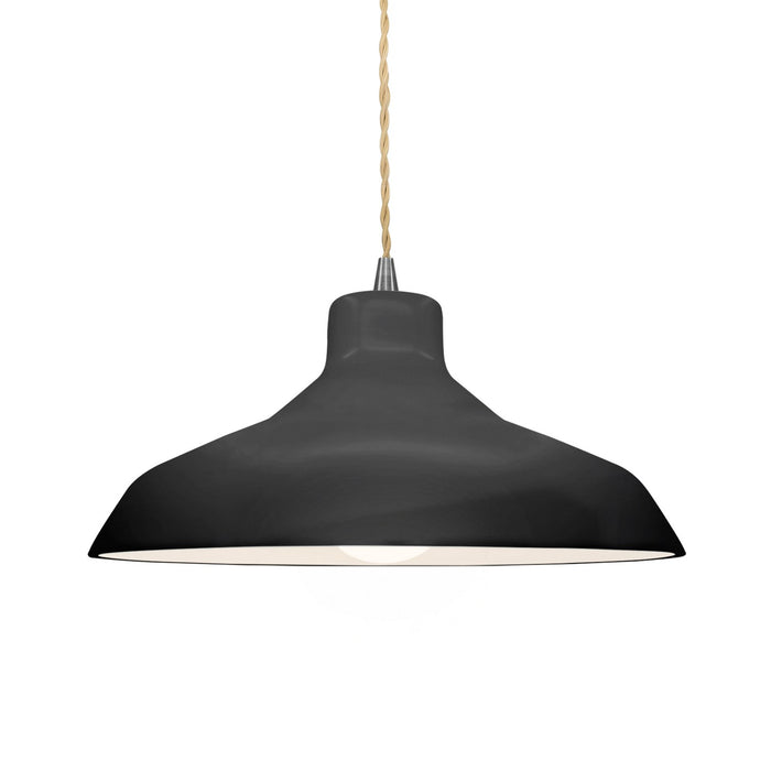 Justice Designs - CER-6263-BKMT-NCKL-BEIG-TWST - One Light Pendant - Radiance - Gloss Black w/ Matte White