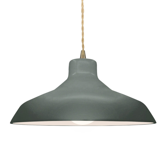 Justice Designs - CER-6265-PWGN-ABRS-BEIG-TWST - One Light Pendant - Radiance - Pewter Green