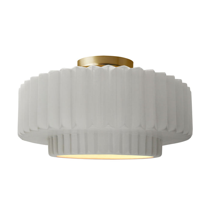 Justice Designs - CER-6375-BIS-BRSS - One Light Semi-Flush Mount - Radiance - Bisque