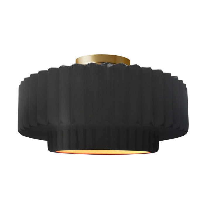 Justice Designs - CER-6375-CBGD-BRSS - One Light Semi-Flush Mount - Radiance - Carbon Matte Black w/ Champagne Gold