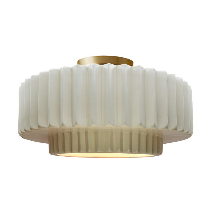 Justice Designs - CER-6375-MAT-BRSS - One Light Semi-Flush Mount - Radiance - Matte White