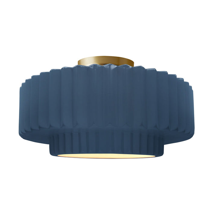 Justice Designs - CER-6375-MDMT-BRSS - One Light Semi-Flush Mount - Radiance - Midnight Sky w/ Matte White