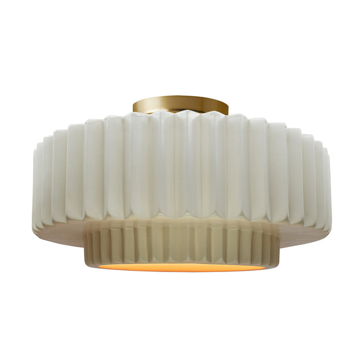 Justice Designs - CER-6375-MTGD-BRSS - One Light Semi-Flush Mount - Radiance - Matte White w/ Champagne Gold