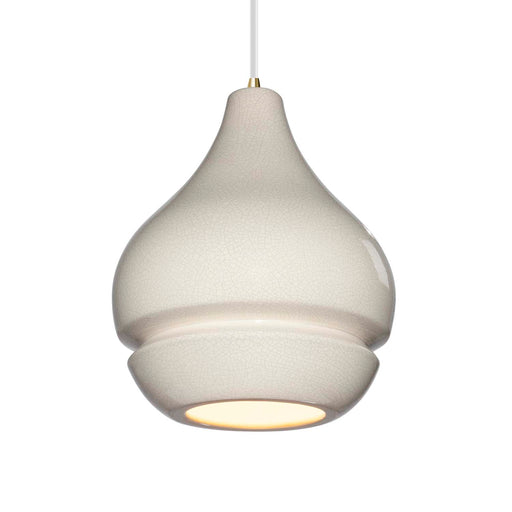 Justice Designs - CER-6400-CRK-ABRS-WTCD - One Light Pendant - Radiance - White Crackle