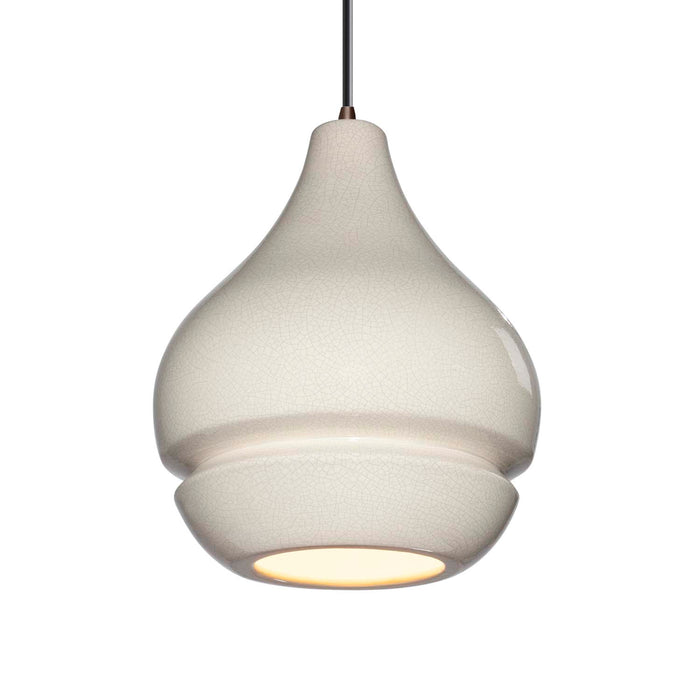 Justice Designs - CER-6400-CRK-DBRZ-BKCD - One Light Pendant - Radiance - White Crackle