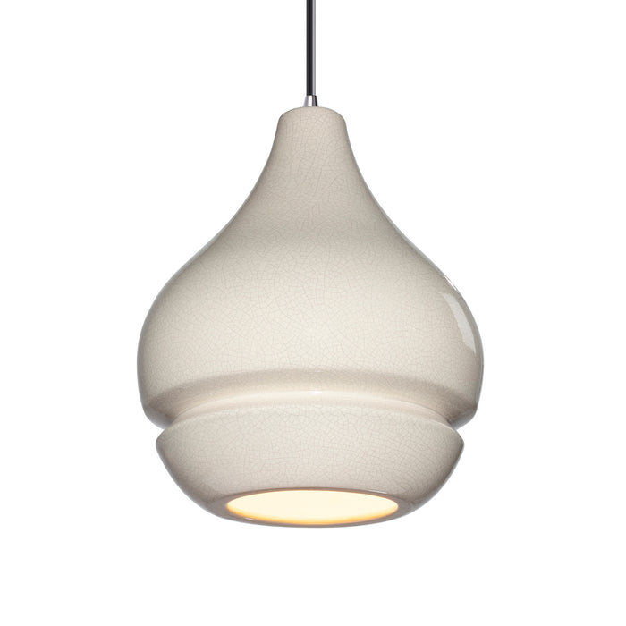 Justice Designs - CER-6400-CRK-NCKL-BKCD - One Light Pendant - Radiance - White Crackle