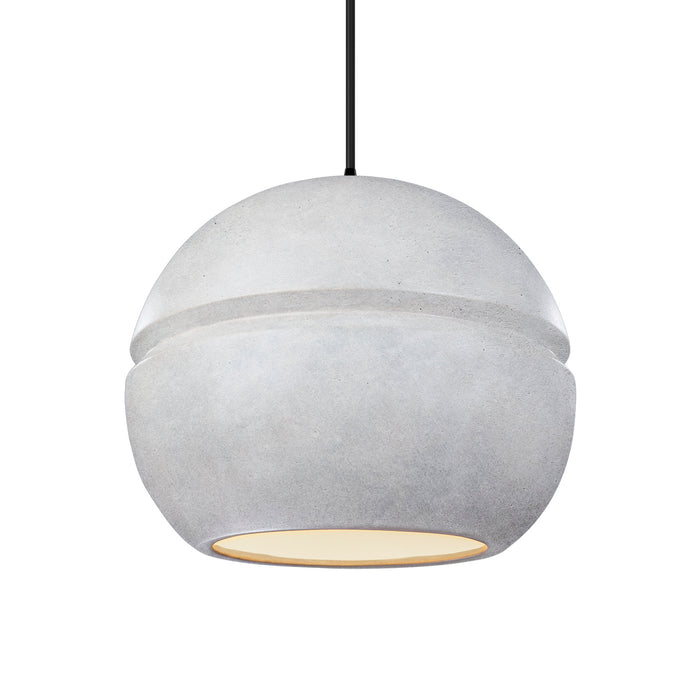 Justice Designs - CER-6415-CONC-MBLK-BKCD - One Light Pendant - Radiance - Concrete