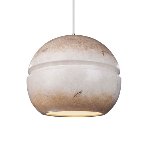 Justice Designs - CER-6415-TRAG-CROM-WTCD - One Light Pendant - Radiance - Greco Travertine