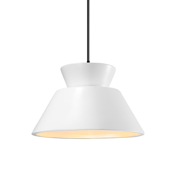 Justice Designs - CER-6420-WHT-MBLK-BKCD - One Light Pendant - Radiance - Gloss White