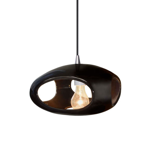 Justice Designs - CER-6440-BLK-CROM-BKCD - One Light Pendant - Radiance - Gloss Black