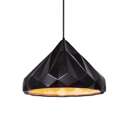 Justice Designs - CER-6450-CBGD-MBLK-BKCD - One Light Pendant - Radiance - Carbon Matte Black with Champagne Gold