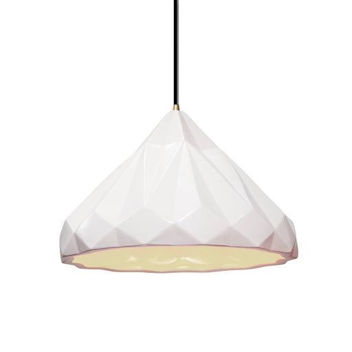 Justice Designs - CER-6450-WHT-ABRS-BKCD - One Light Pendant - Radiance - Gloss White