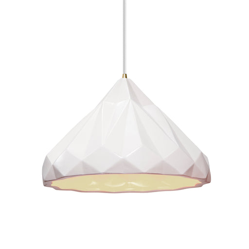 Justice Designs - CER-6450-WHT-ABRS-WTCD - One Light Pendant - Radiance - Gloss White