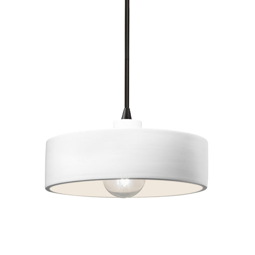 Justice Designs - CER-6460-WHT-MBLK-BKCD - One Light Pendant - Radiance - Gloss White