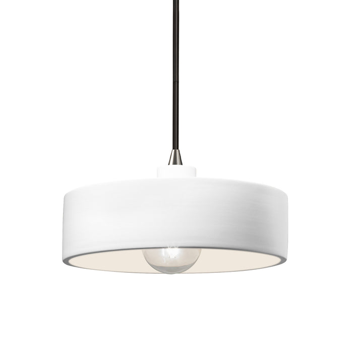 Justice Designs - CER-6460-WHT-NCKL-BKCD - One Light Pendant - Radiance - Gloss White