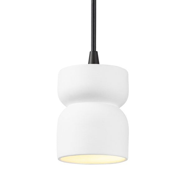 Justice Designs - CER-6500-WHT-MBLK-BKCD - One Light Pendant - Radiance - Gloss White