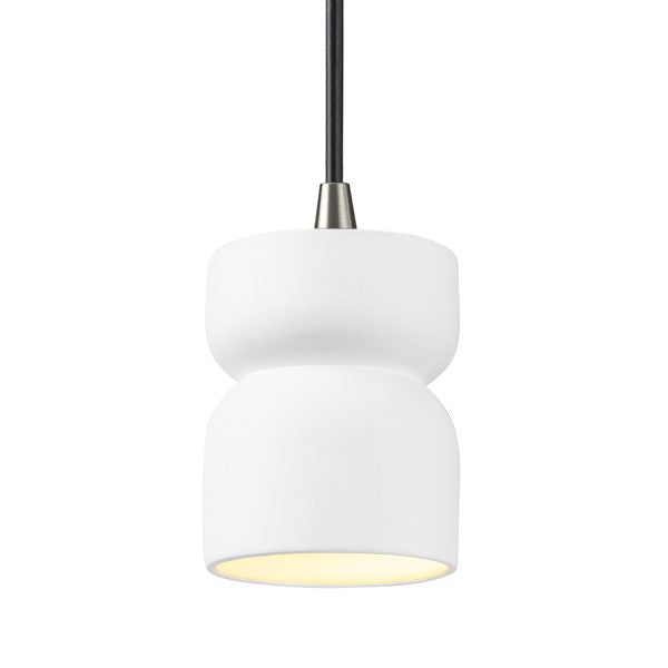 Justice Designs - CER-6500-WHT-NCKL-BKCD - One Light Pendant - Radiance - Gloss White