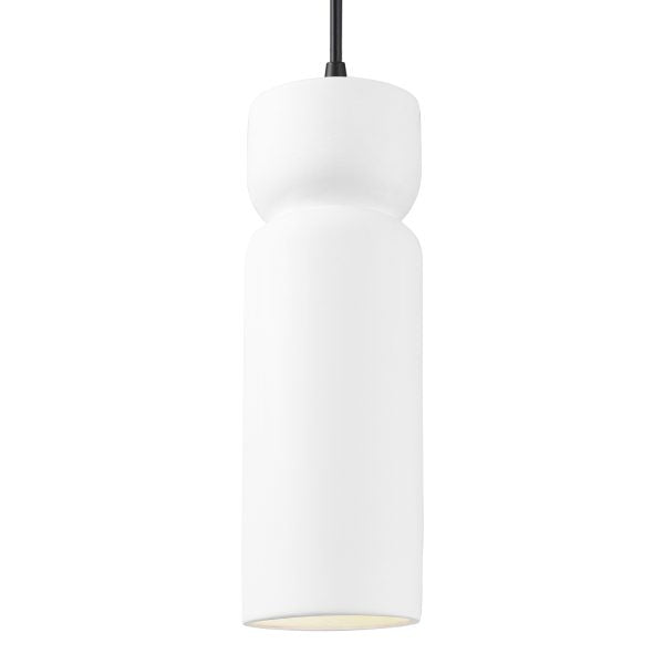 Justice Designs - CER-6510-WHT-MBLK-BKCD - One Light Pendant - Radiance - Gloss White