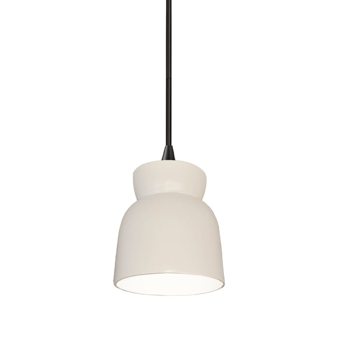 Justice Designs - CER-6515-MAT-MBLK-BKCD - One Light Pendant - Radiance - Matte White