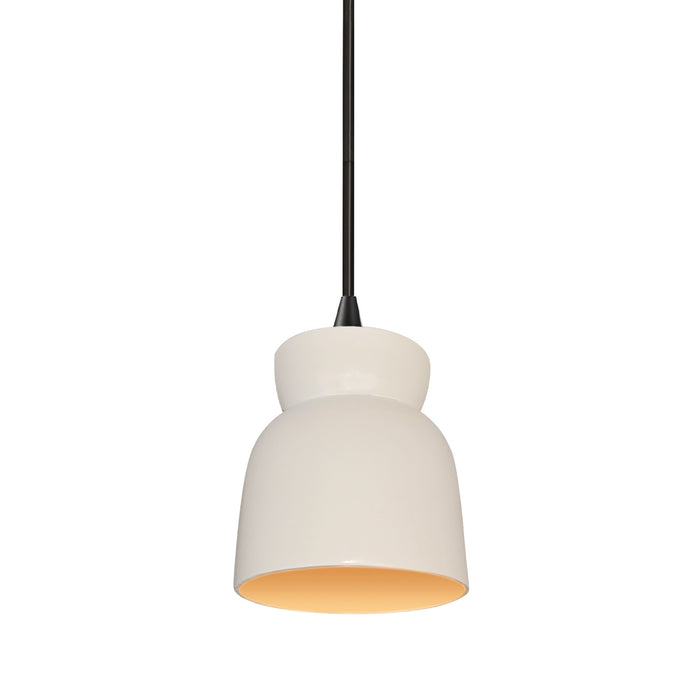 Justice Designs - CER-6515-MTGD-MBLK-BKCD - One Light Pendant - Radiance - Matte White with Champagne Gold