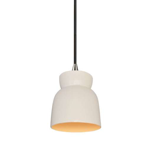 Justice Designs - CER-6515-MTGD-NCKL-BKCD - One Light Pendant - Radiance - Matte White with Champagne Gold