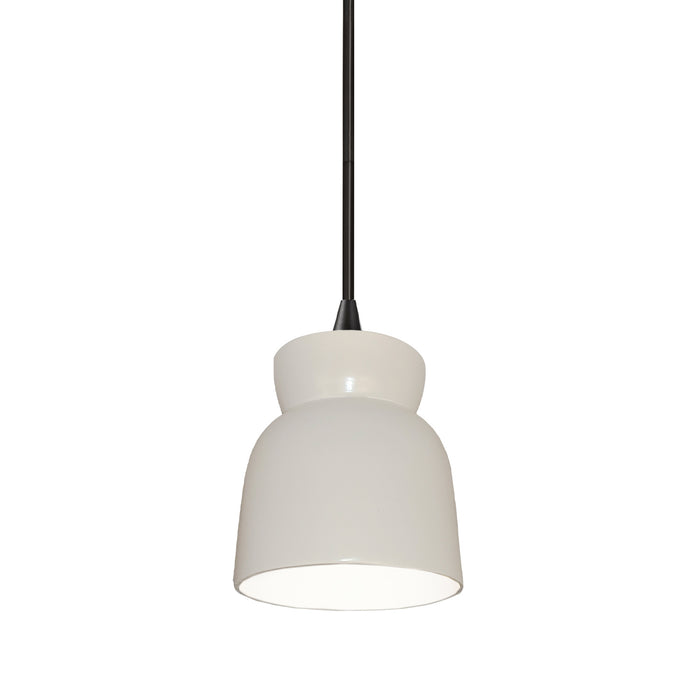 Justice Designs - CER-6515-WHT-MBLK-BKCD - One Light Pendant - Radiance - Gloss White