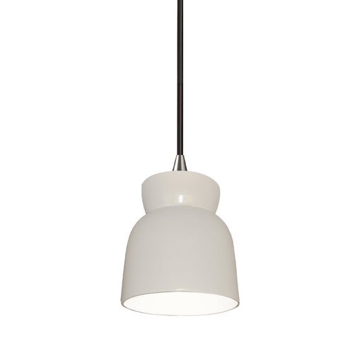 Justice Designs - CER-6515-WHT-NCKL-BKCD - One Light Pendant - Radiance - Gloss White