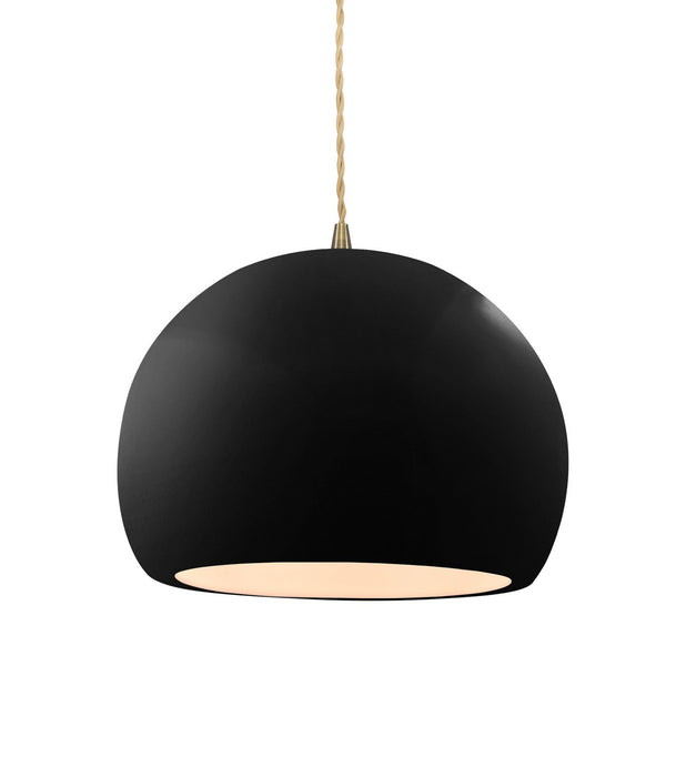 Justice Designs - CER-6533-BKMT-ABRS-BEIG-TWST - One Light Pendant - Radiance - Gloss Black w/ Matte White