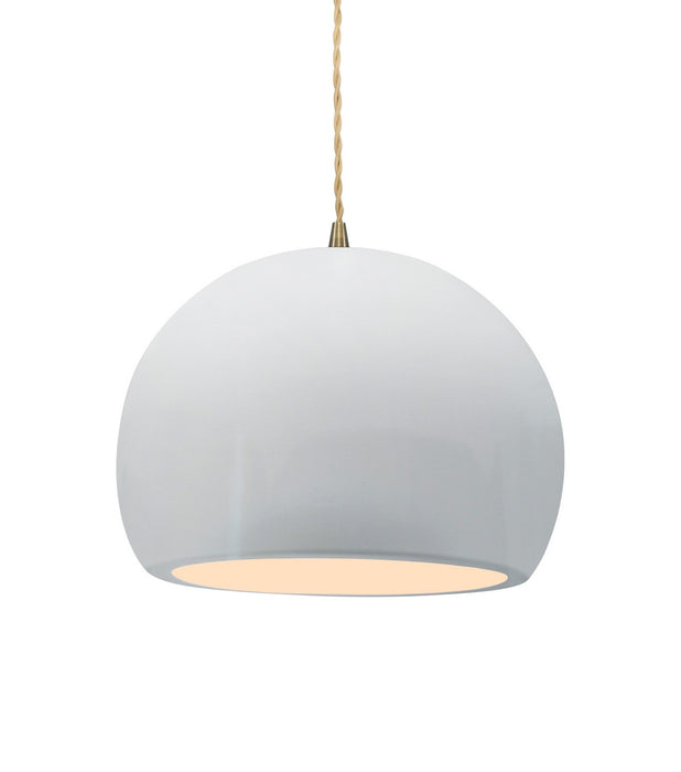 Justice Designs - CER-6533-WHT-ABRS-BEIG-TWST - One Light Pendant - Radiance - Gloss White