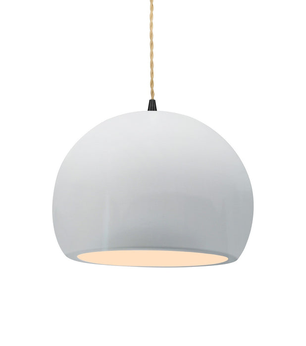 Justice Designs - CER-6533-WHT-MBLK-BEIG-TWST - One Light Pendant - Radiance - Gloss White