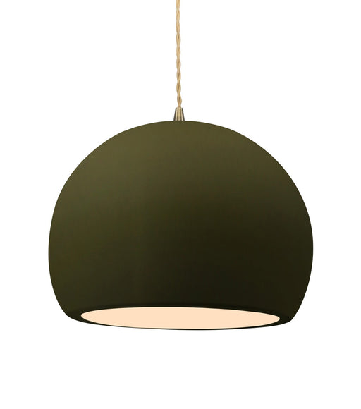 Justice Designs - CER-6535-MGRN-ABRS-BEIG-TWST - One Light Pendant - Radiance - Matte Green