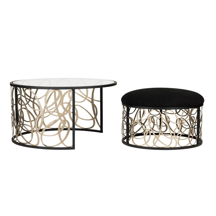 Varaluz - 381TC32NMBAR - Nesting Coffee Table and Ottoman - Scribble - Matte Black/Artifact