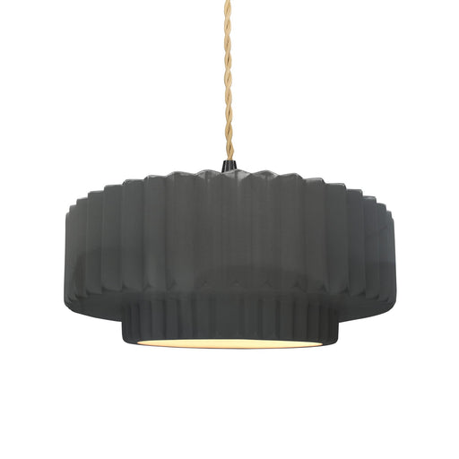 Justice Designs - CER-6553-GRY-MBLK-BEIG-TWST - One Light Pendant - Radiance - Gloss Grey