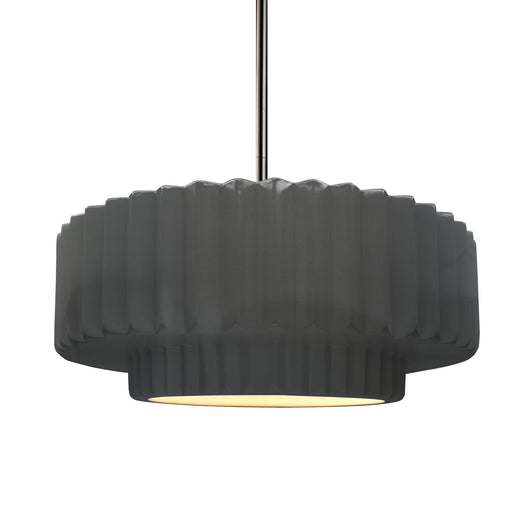 Justice Designs - CER-6553-GRY-NCKL-RIGID - One Light Pendant - Radiance - Gloss Grey