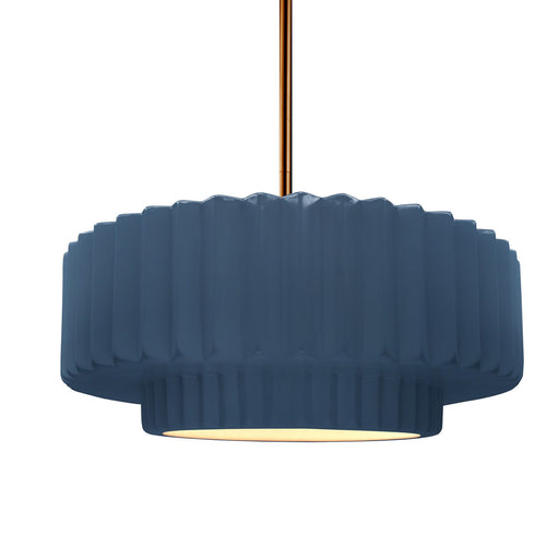 Justice Designs - CER-6553-MDMT-BRSS-RIGID - One Light Pendant - Radiance - Midnight Sky w/ Matte White