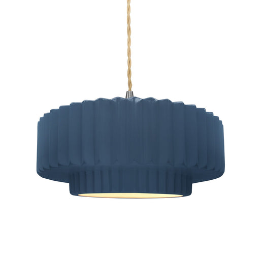 Justice Designs - CER-6553-MDMT-NCKL-BEIG-TWST - One Light Pendant - Radiance - Midnight Sky w/ Matte White