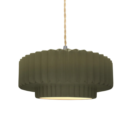 Justice Designs - CER-6553-MGRN-NCKL-BEIG-TWST - One Light Pendant - Radiance - Matte Green