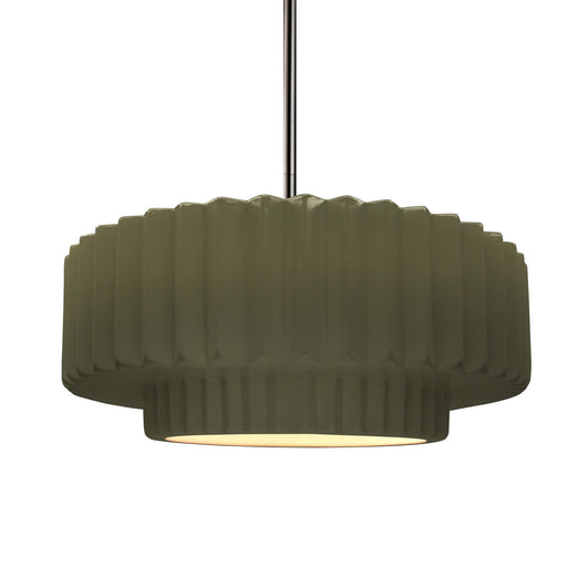 Justice Designs - CER-6553-MGRN-NCKL-RIGID - One Light Pendant - Radiance - Matte Green