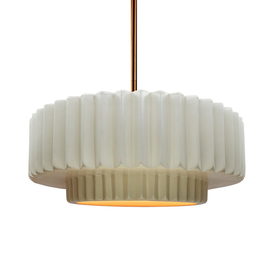 Justice Designs - CER-6553-MTGD-BRSS-RIGID - One Light Pendant - Radiance - Matte White w/ Champagne Gold