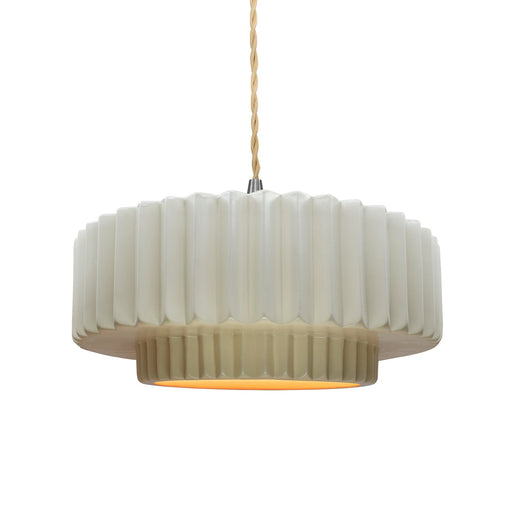 Justice Designs - CER-6553-MTGD-NCKL-BEIG-TWST - One Light Pendant - Radiance - Matte White w/ Champagne Gold