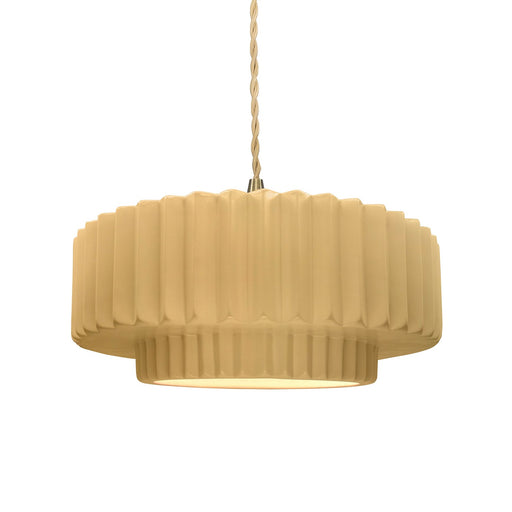 Justice Designs - CER-6553-MYLW-BRSS-BEIG-TWST - One Light Pendant - Radiance - Muted Yellow