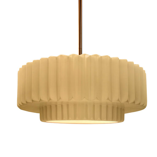 Justice Designs - CER-6553-MYLW-BRSS-RIGID - One Light Pendant - Radiance - Muted Yellow