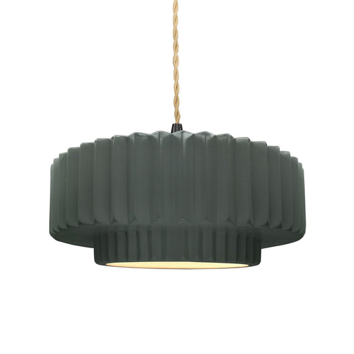 Justice Designs - CER-6553-PWGN-MBLK-BEIG-TWST - One Light Pendant - Radiance - Pewter Green