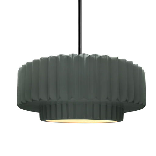 Justice Designs - CER-6553-PWGN-MBLK-RIGID - One Light Pendant - Radiance - Pewter Green