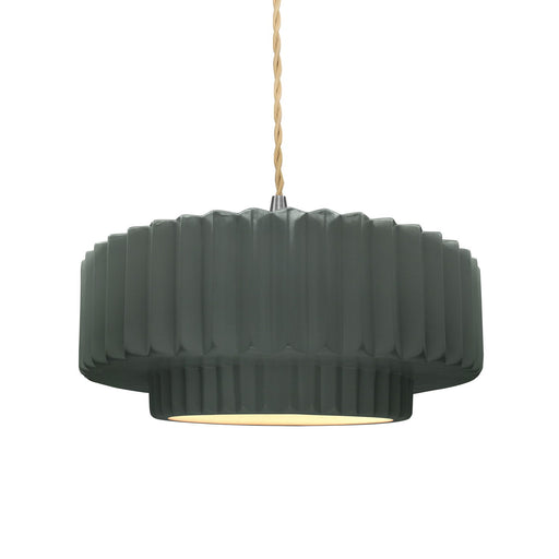 Justice Designs - CER-6553-PWGN-NCKL-BEIG-TWST - One Light Pendant - Radiance - Pewter Green