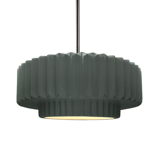 Justice Designs - CER-6553-PWGN-NCKL-RIGID - One Light Pendant - Radiance - Pewter Green